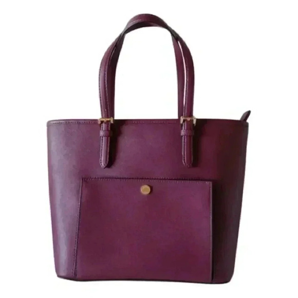 Micheal Kors Plum Jet Set Saffiano Leather Tote - Picture 1 of 16